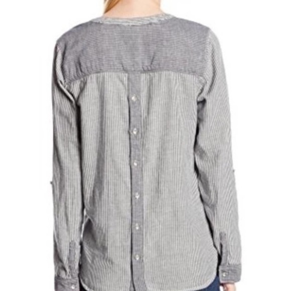 C&C California Blue Striped Chambray Top - Picture 2 of 5